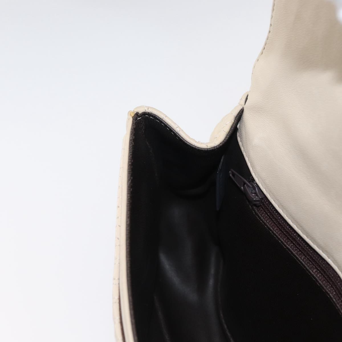 BALLY Chain Shoulder Bag Leather Ivory Gold Auth 164202
