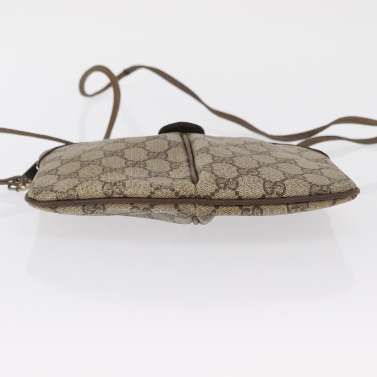 GUCCI GG Supreme Web Sherry Line Bag PVC Beige Gold 904 02 047 Auth 164205