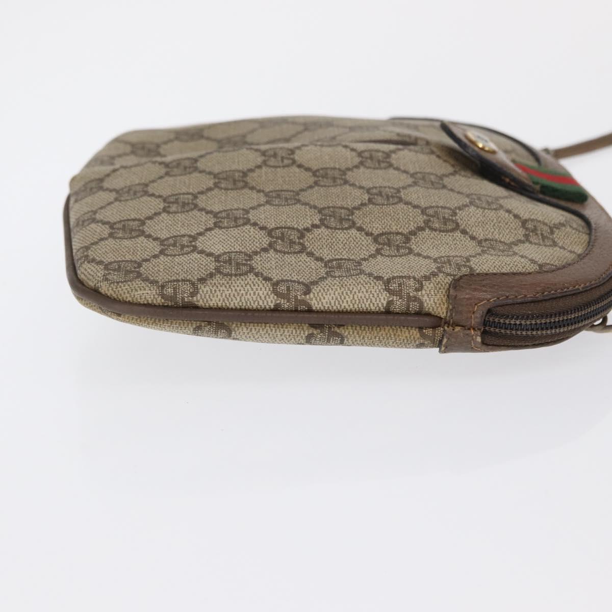 GUCCI GG Supreme Web Sherry Line Bag PVC Beige Gold 904 02 047 Auth 164205