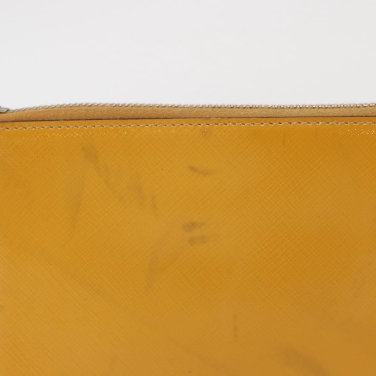 PRADA Chain Shoulder Bag Safiano leather Yellow Silver Auth 164207