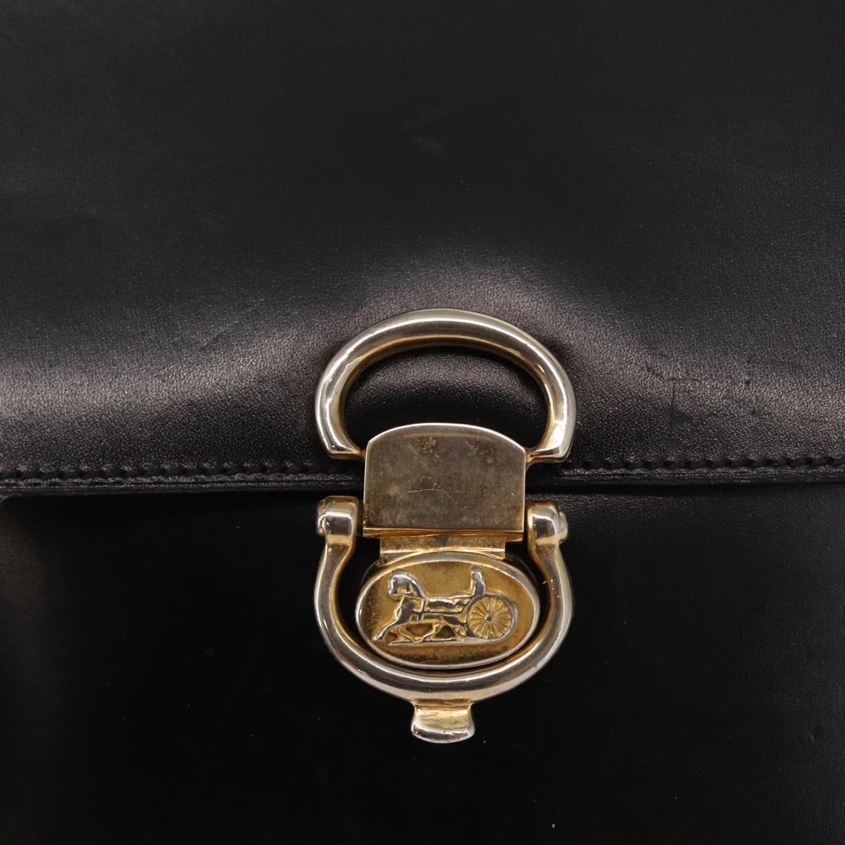 CELINE Shoulder Bag Leather Brown Gold Auth 164208