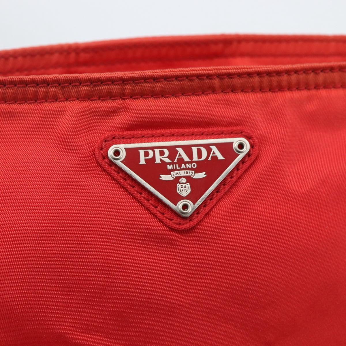 PRADA Shoulder Bag Nylon Red Silver Auth 164209