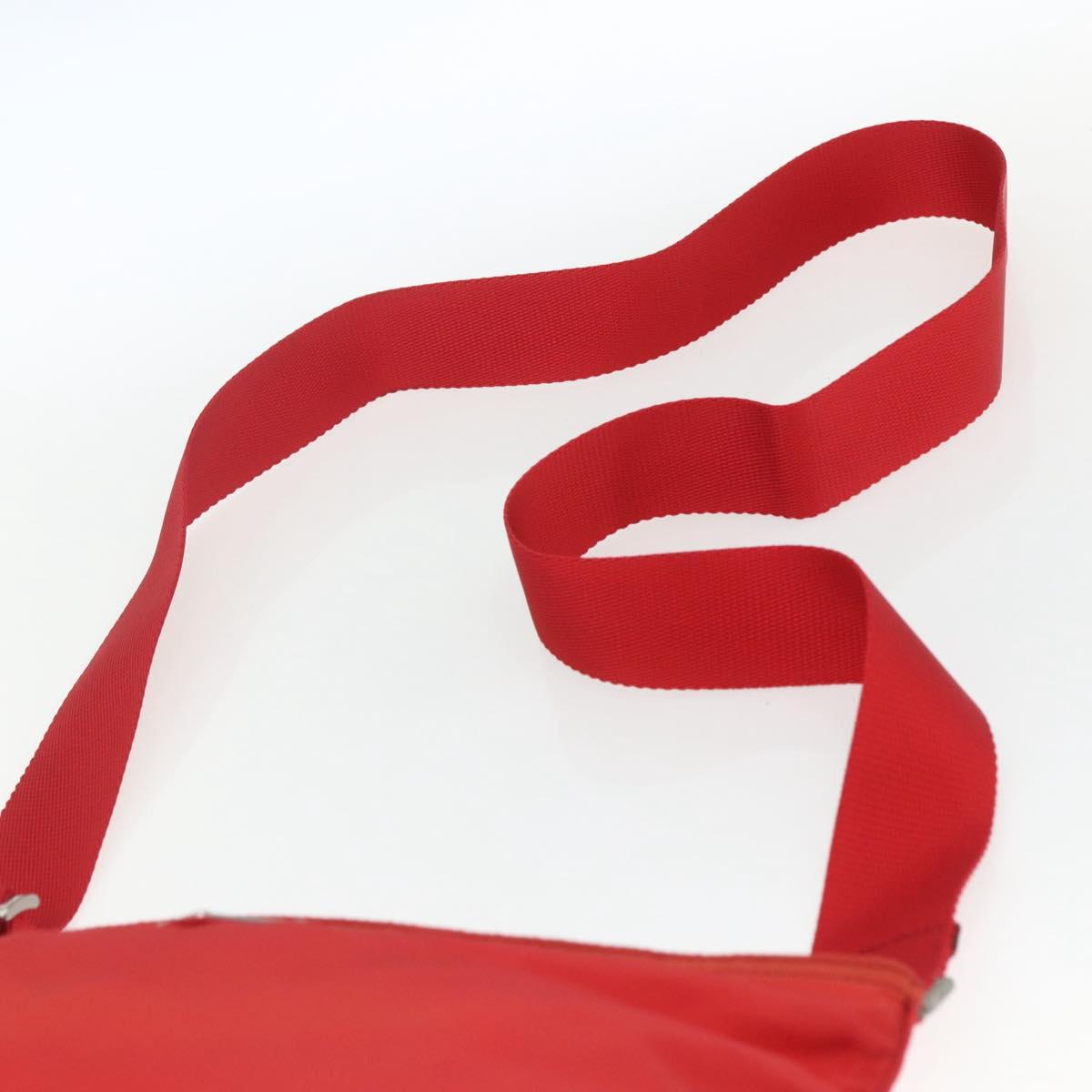 PRADA Shoulder Bag Nylon Red Silver Auth 164209