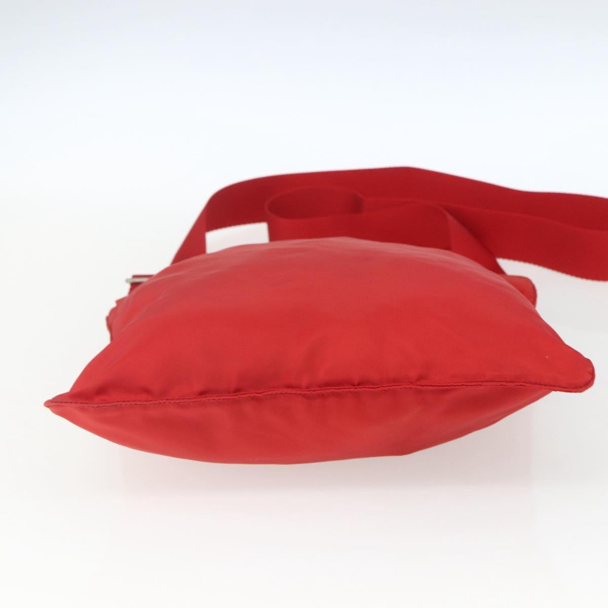 PRADA Shoulder Bag Nylon Red Silver Auth 164209