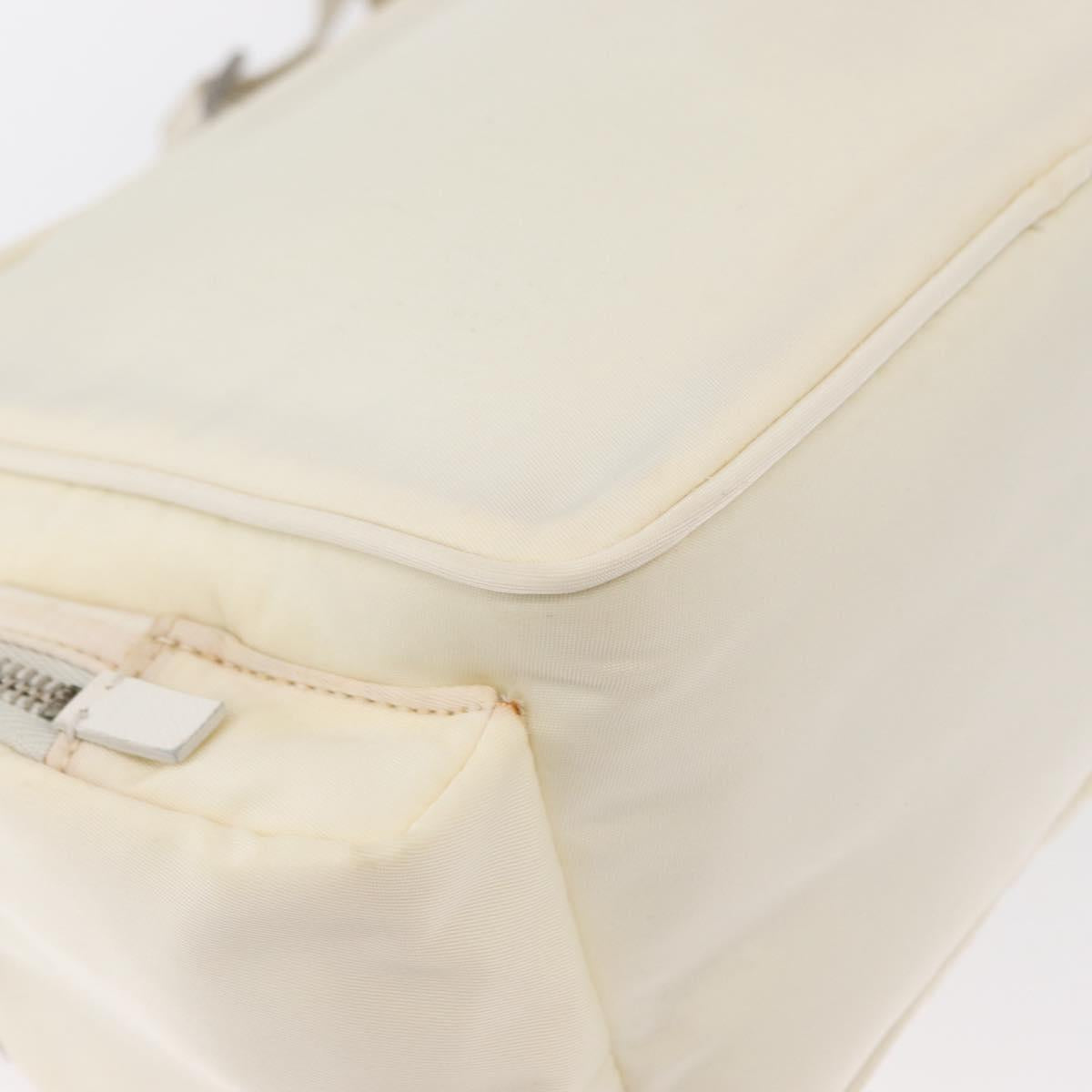 PRADA Shoulder Bag Nylon White Silver Auth 164214