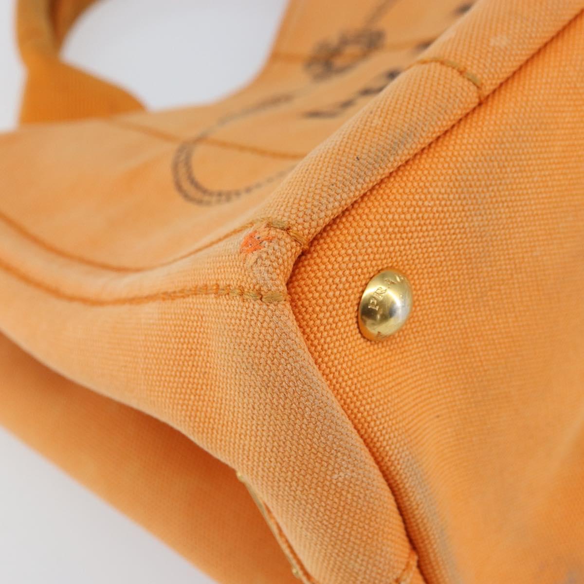 PRADA Canapa PM Hand Bag Canvas Orange Gold Auth 164219