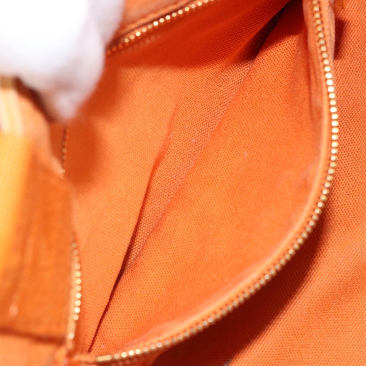 PRADA Canapa PM Hand Bag Canvas Orange Gold Auth 164219