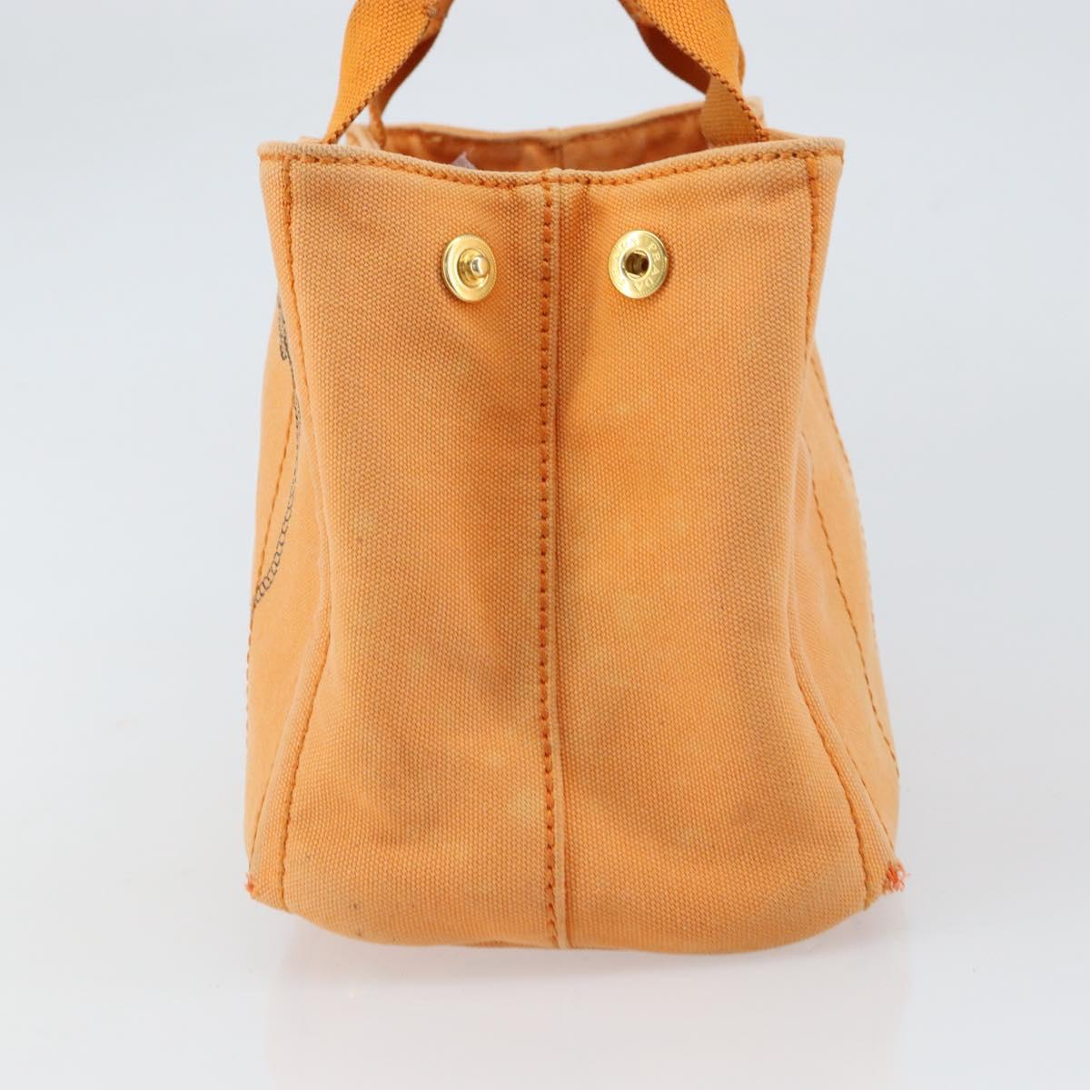 PRADA Canapa PM Hand Bag Canvas Orange Gold Auth 164219
