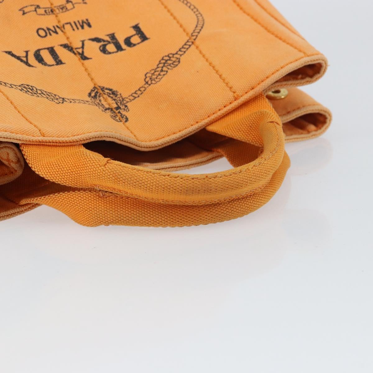 PRADA Canapa PM Hand Bag Canvas Orange Gold Auth 164219