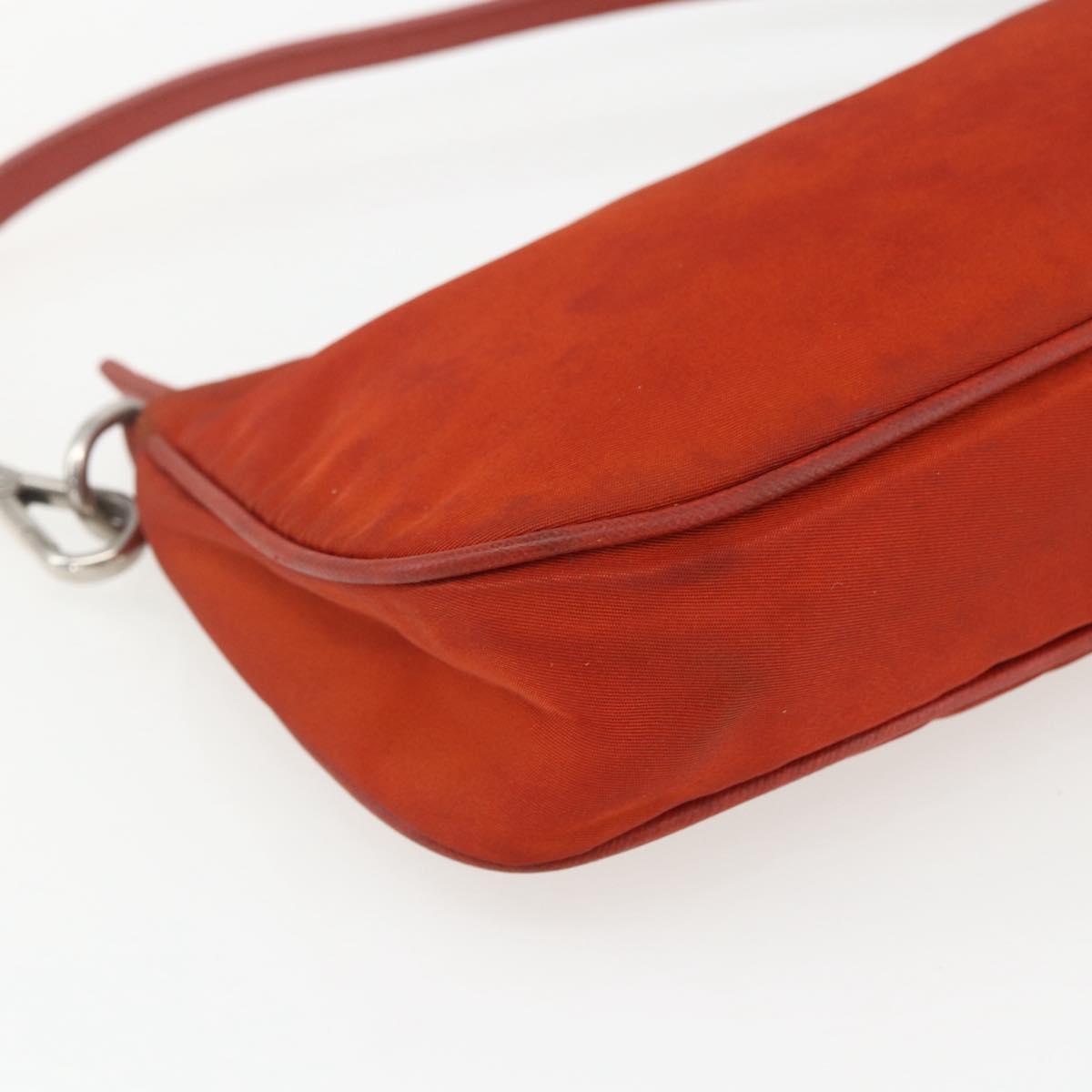 PRADA Accessory Pouch Nylon Orange Silver Auth 164220