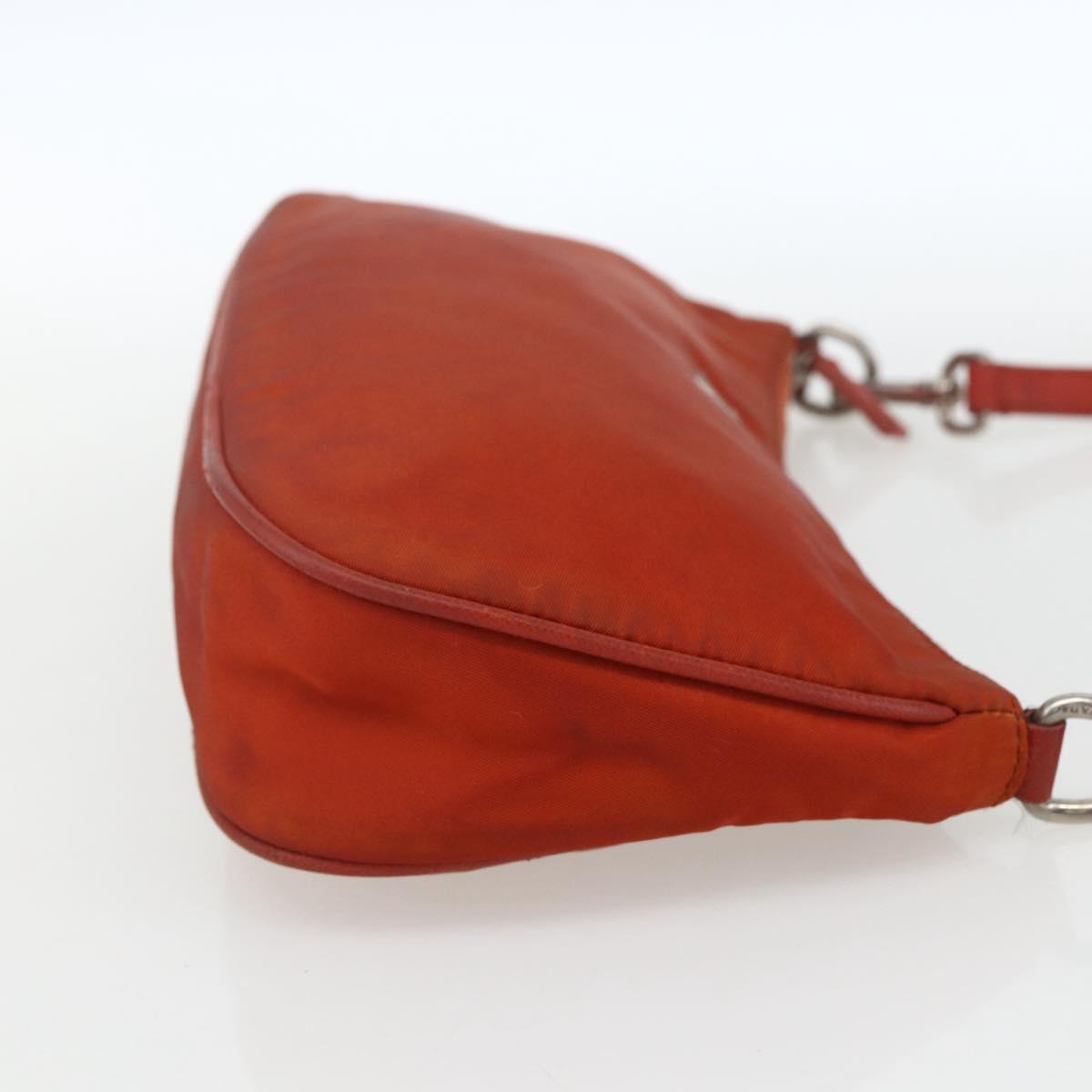 PRADA Accessory Pouch Nylon Orange Silver Auth 164220