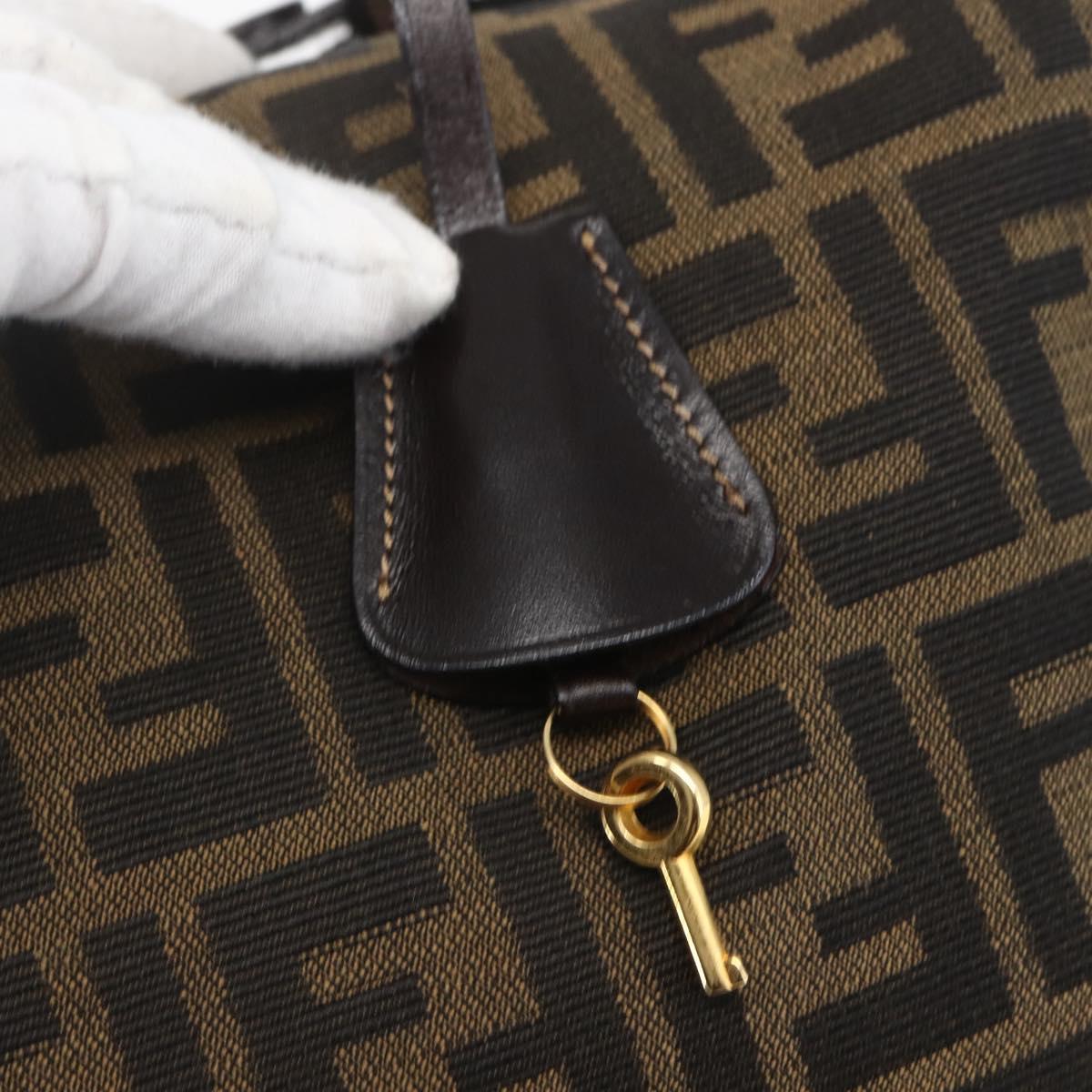 FENDI Zucca Canvas Vanity Pouch Black Brown Auth 164221