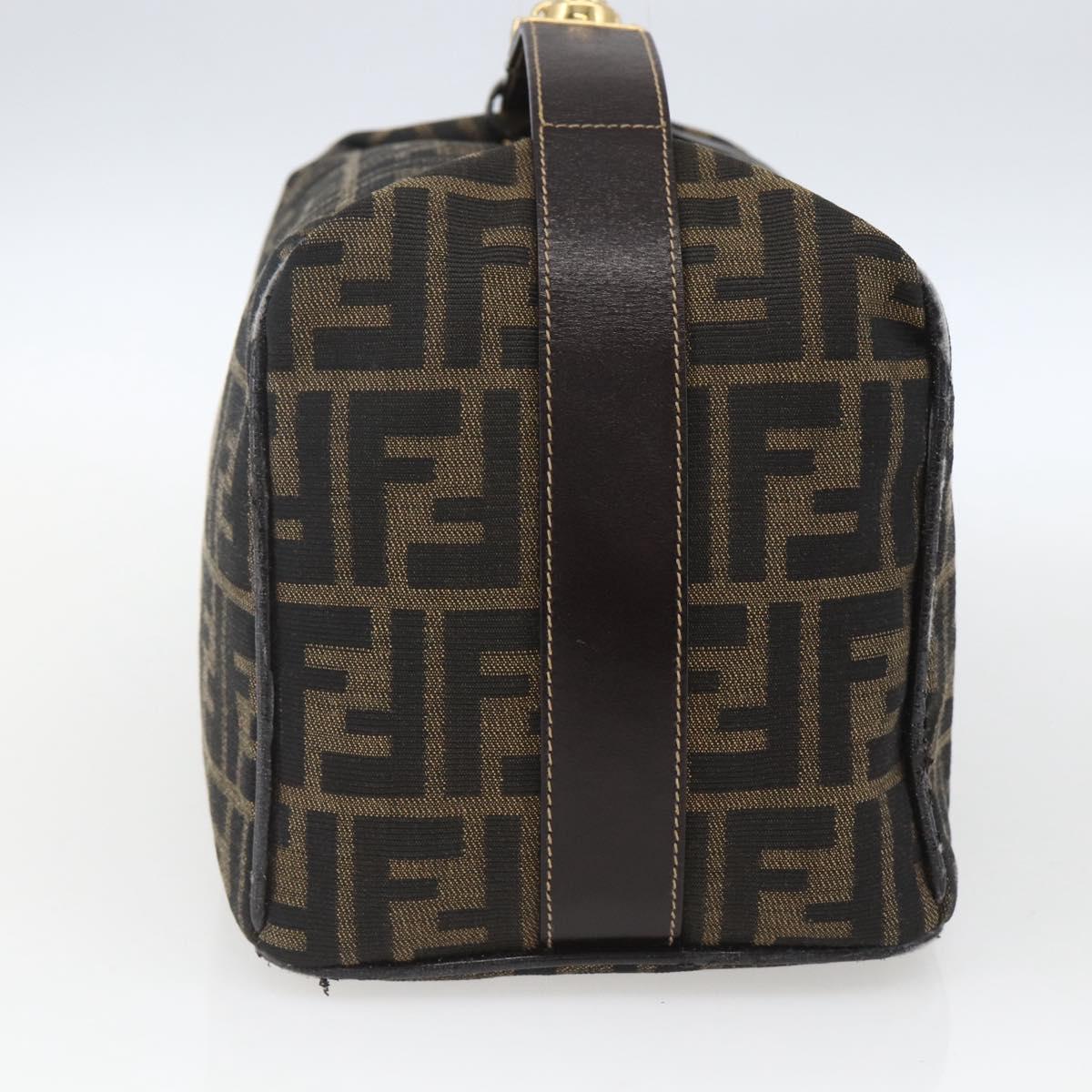 FENDI Zucca Canvas Vanity Pouch Black Brown Auth 164221