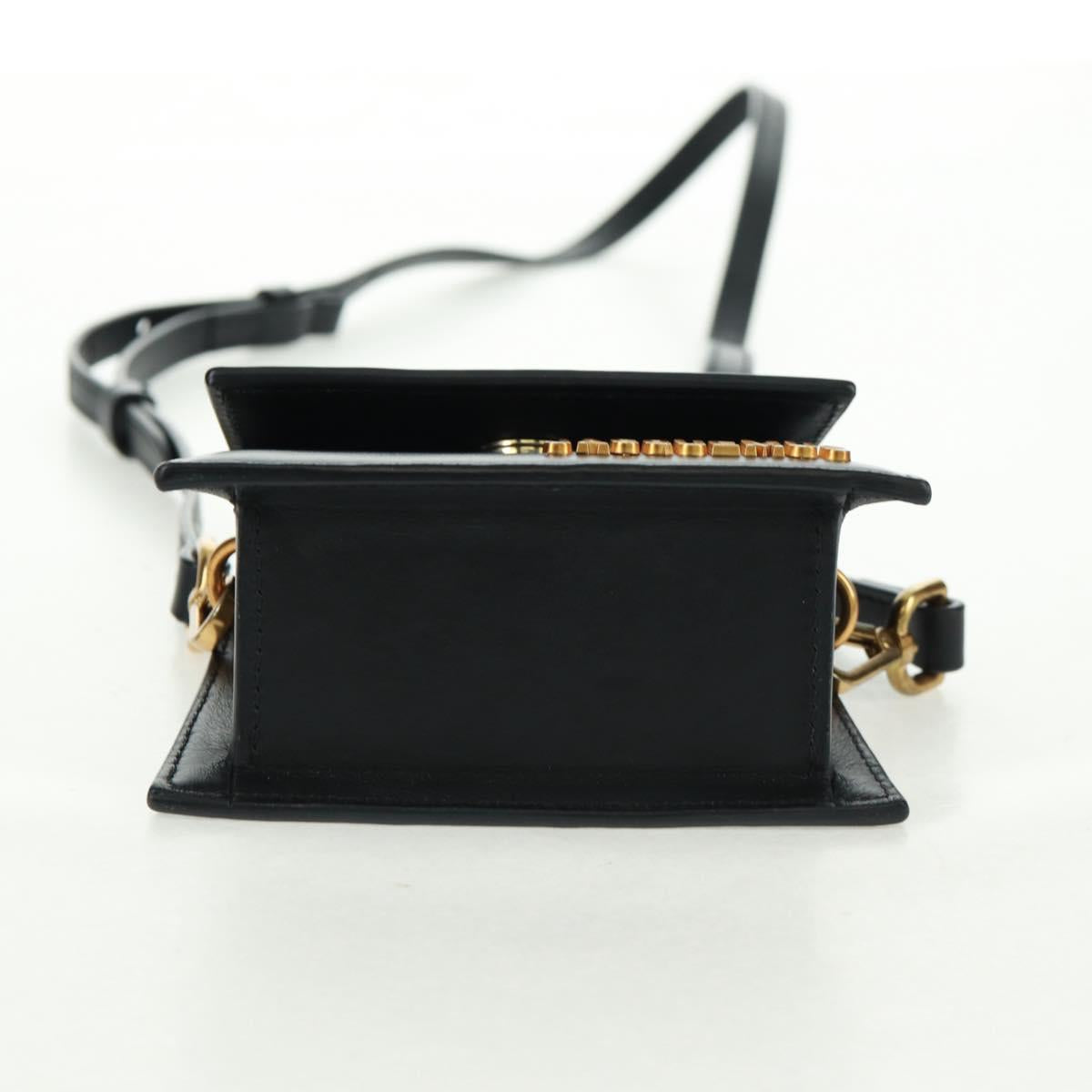 JACQUEMUS Chiquito Hand Bag Leather 2way Black Gold Auth 164223M
