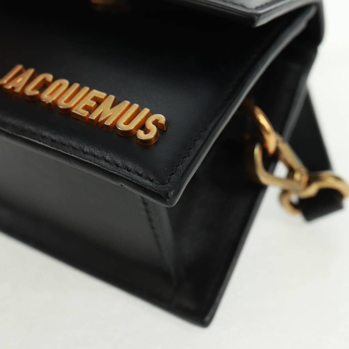 JACQUEMUS Chiquito Hand Bag Leather 2way Black Gold Auth 164223M