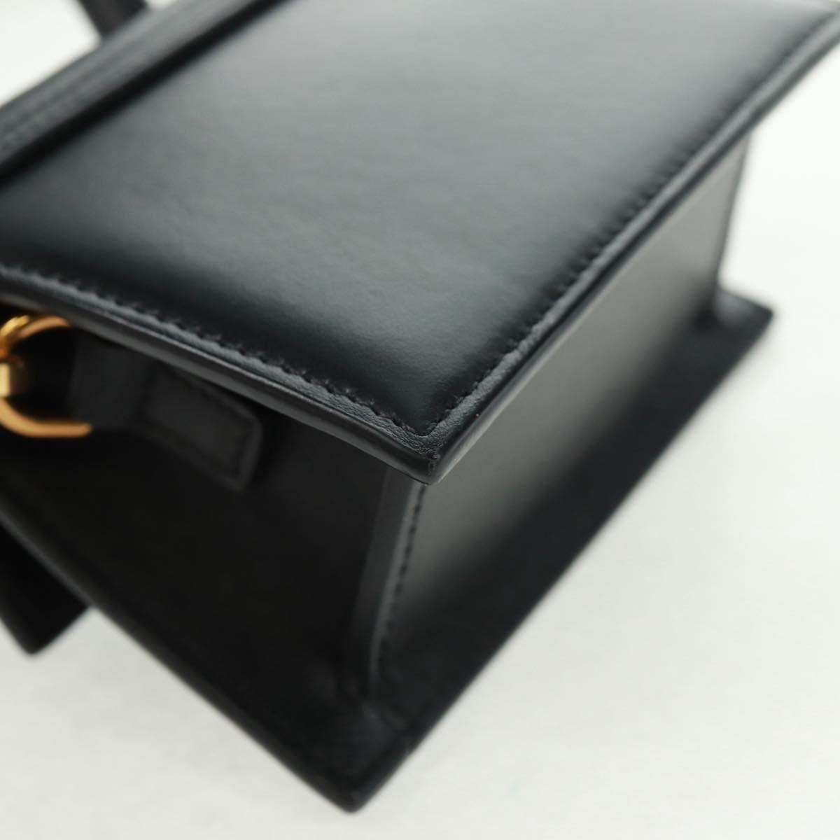 JACQUEMUS Chiquito Hand Bag Leather 2way Black Gold Auth 164223M