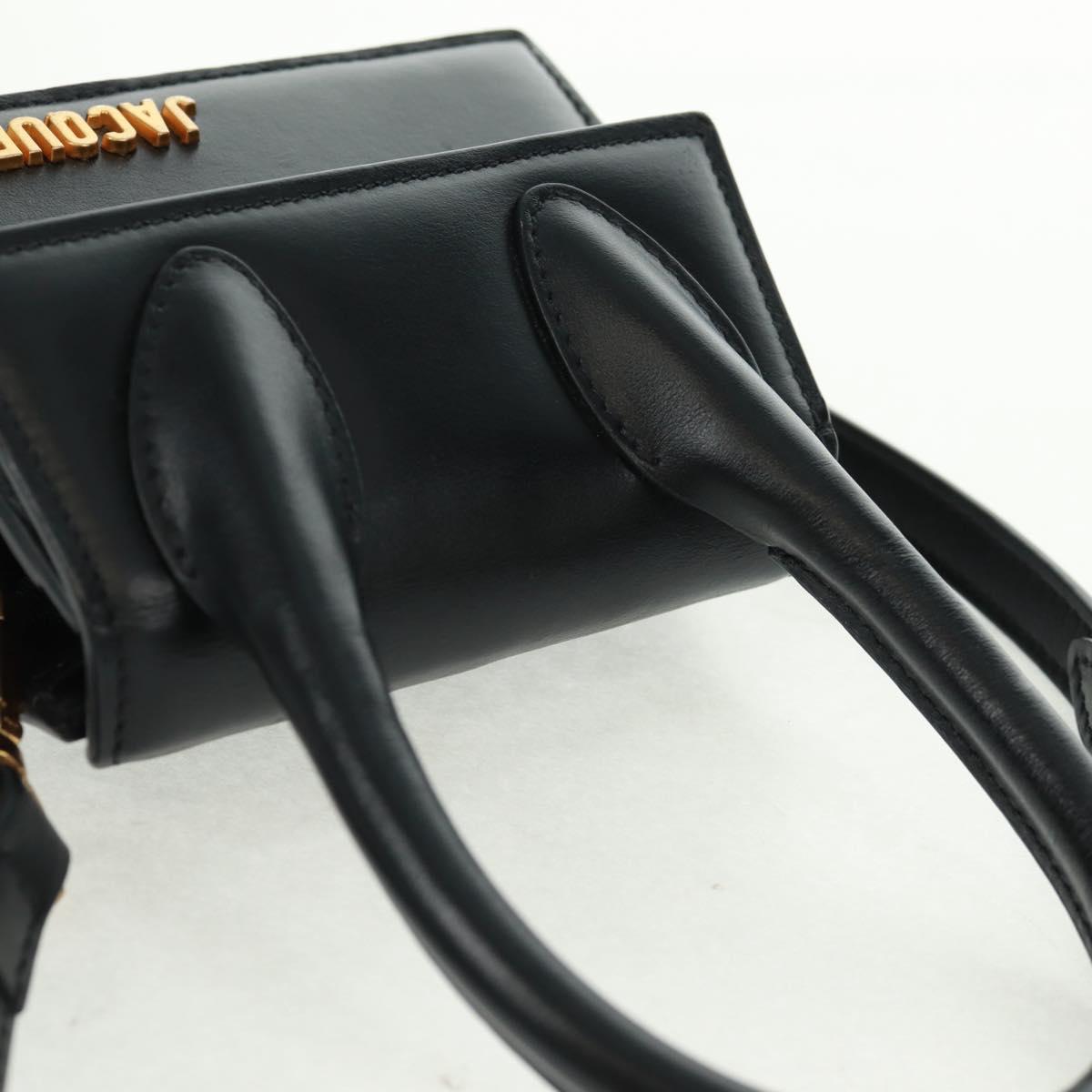 JACQUEMUS Chiquito Hand Bag Leather 2way Black Gold Auth 164223M