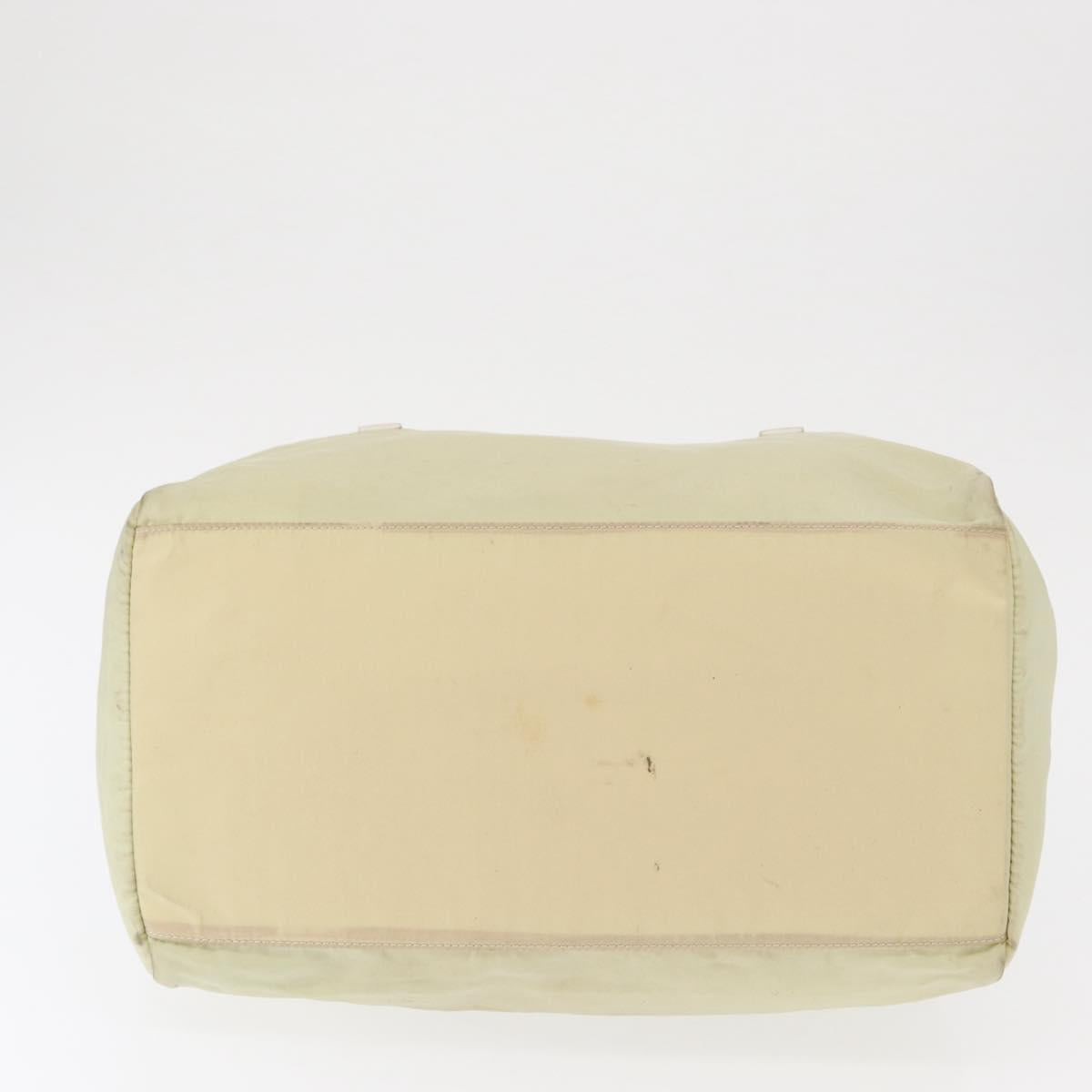 PRADA Hand Bag Nylon Ivory Silver Auth 164232