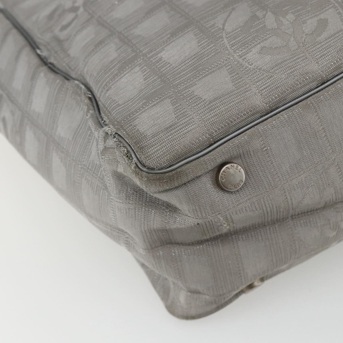 CHANEL New Travel line Tote Bag Silver CC Auth 164236