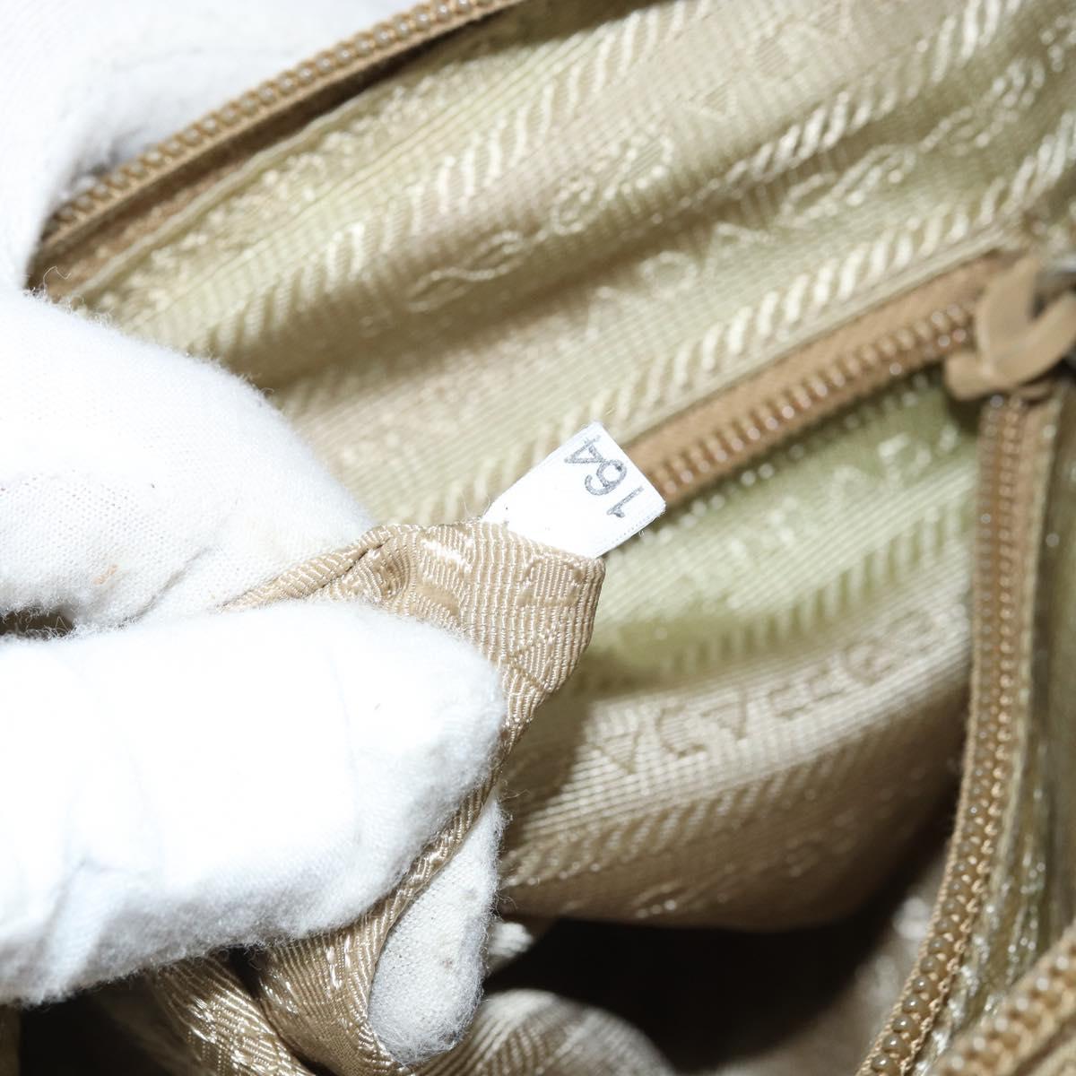 PRADA Shoulder Bag Nylon Beige Silver Auth 164243