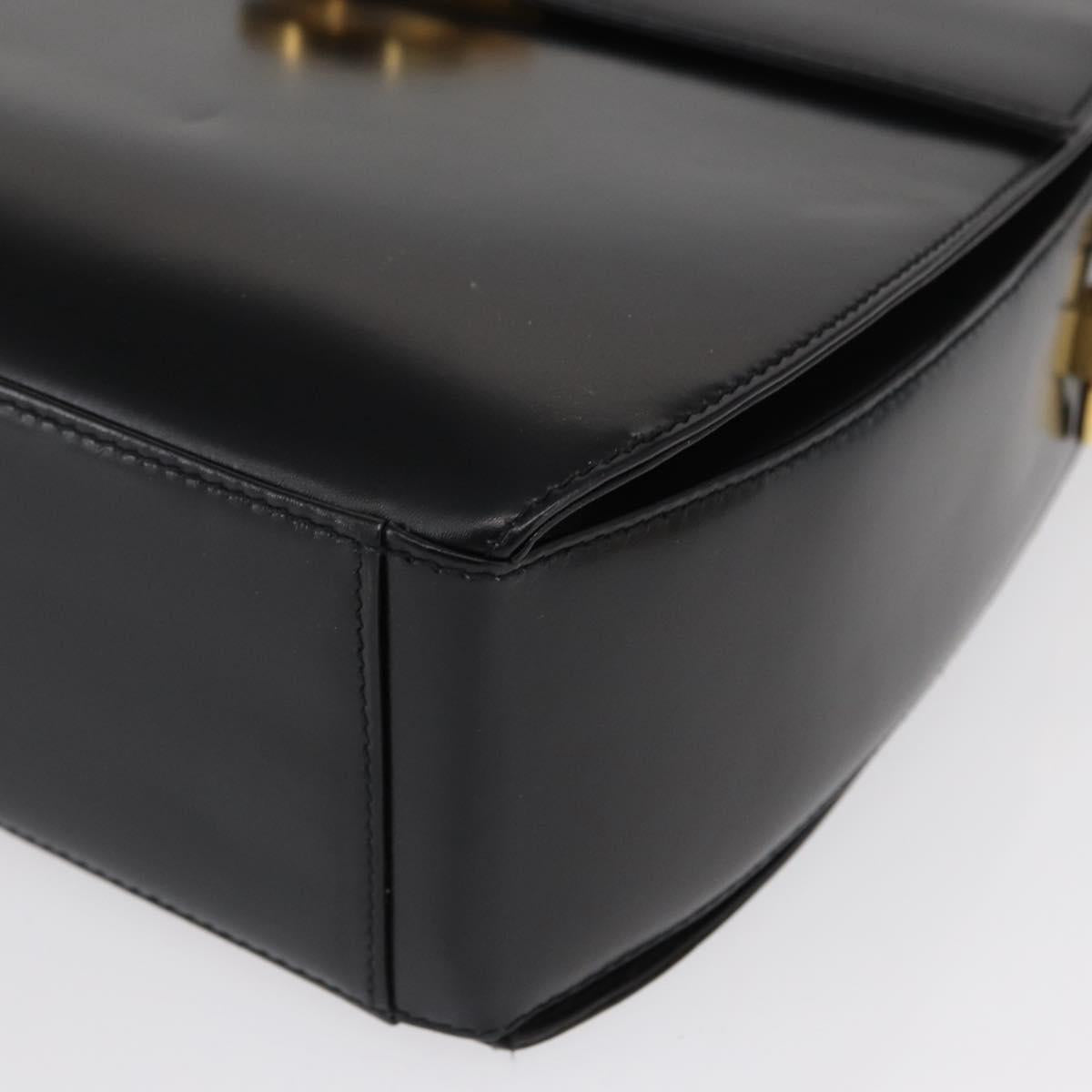 Salvatore Ferragamo Gancini Shoulder Bag Leather Black Gold Auth 164257