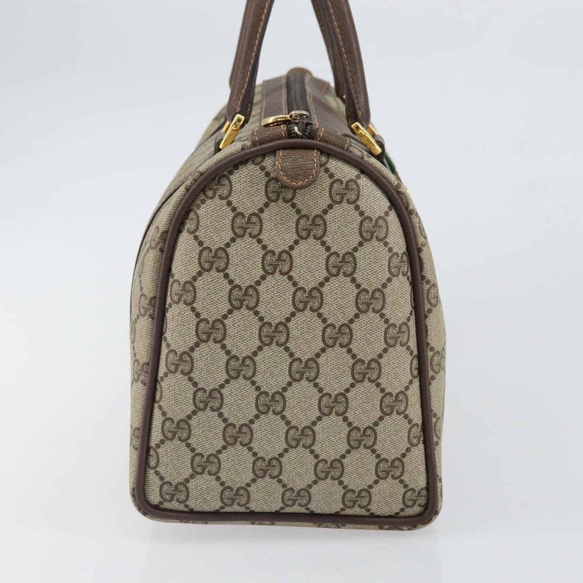 GUCCI GG Supreme Web Sherry Line Boston Bag PVC Beige Gold 40 02 007 Auth 164260
