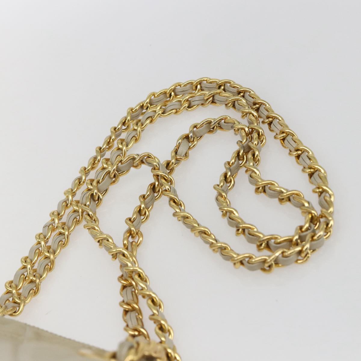 PRADA Chain Shoulder Bag Nylon Ivory Gold Auth 164262
