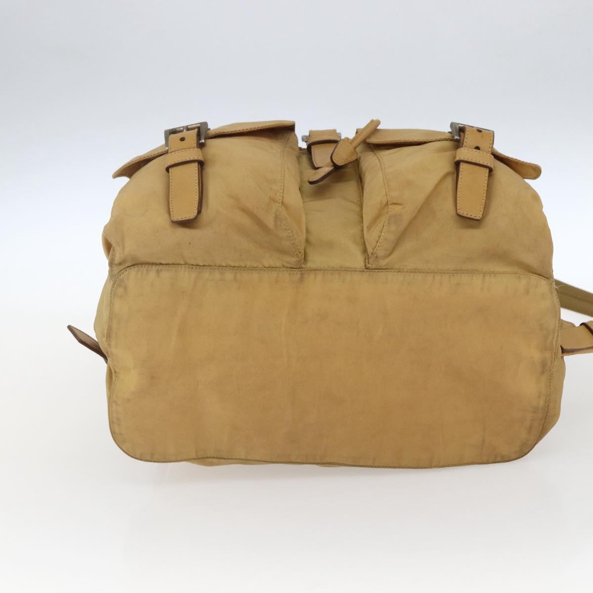 PRADA Backpack Nylon Beige Silver Auth 164263