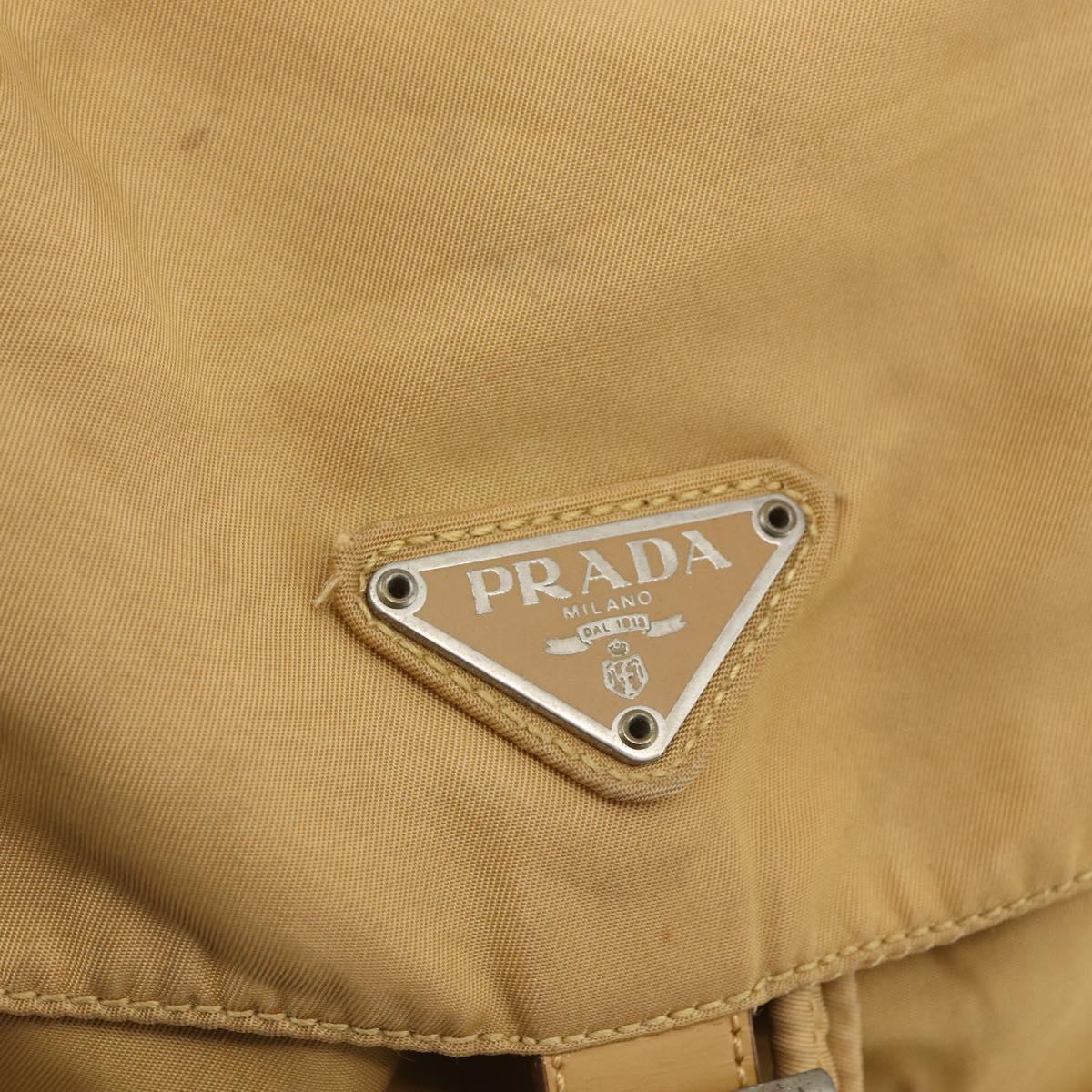 PRADA Backpack Nylon Beige Silver Auth 164263