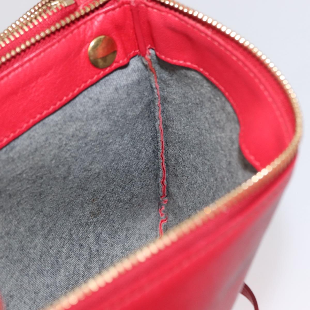 CELINE Trio Shoulder Bag Leather Red Gold Auth 164272
