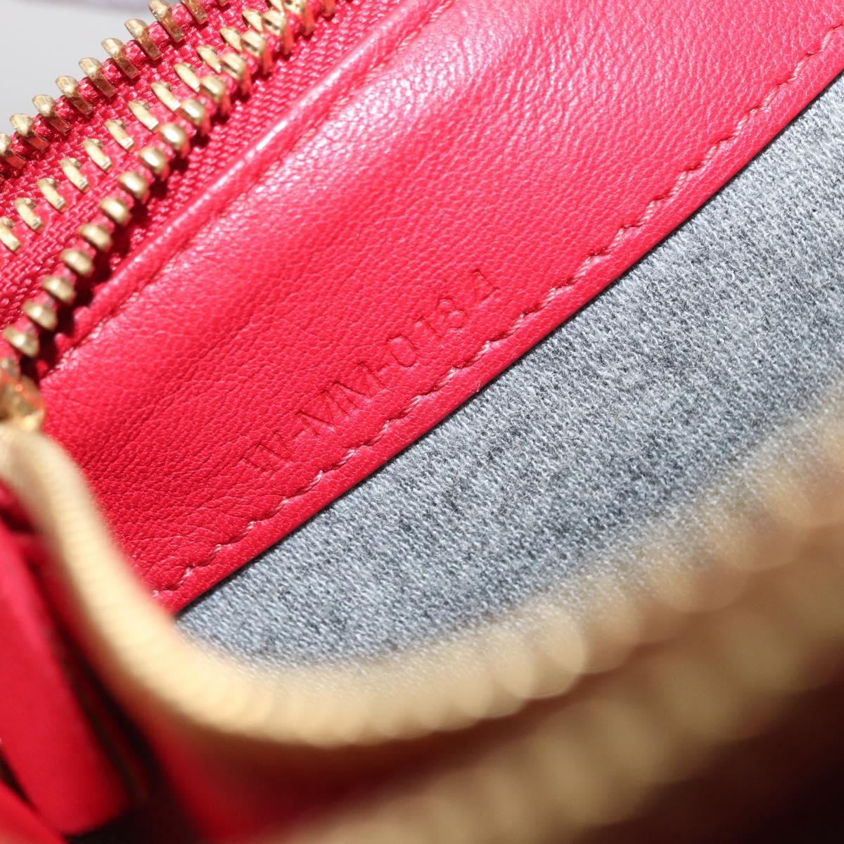 CELINE Trio Shoulder Bag Leather Red Gold Auth 164272
