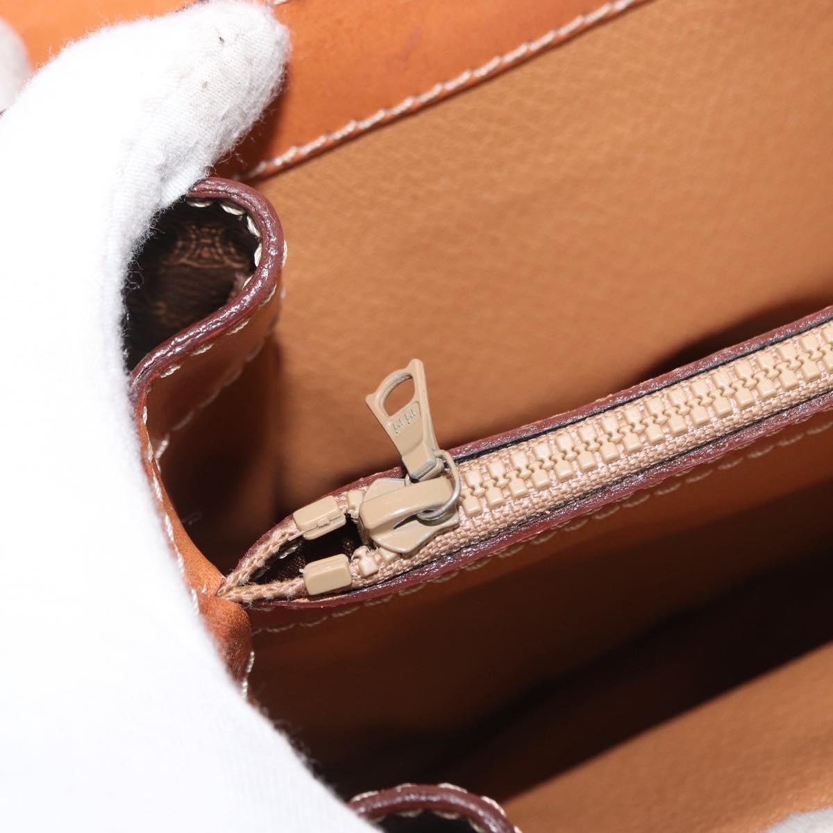 CELINE Macadam Canvas Hand Bag PVC Leather Brown Gold Auth 164277
