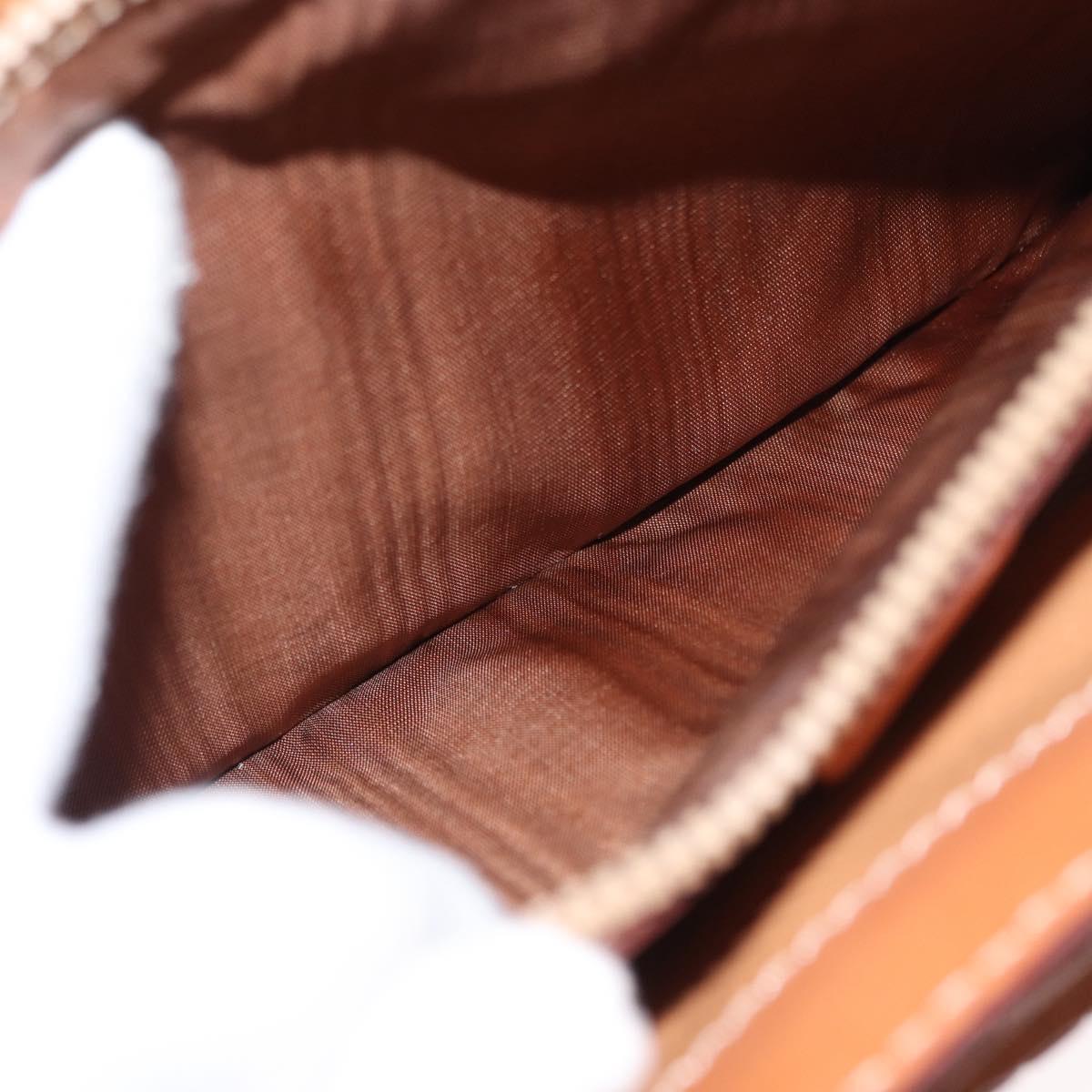 CELINE Macadam Canvas Hand Bag PVC Leather Brown Gold Auth 164277