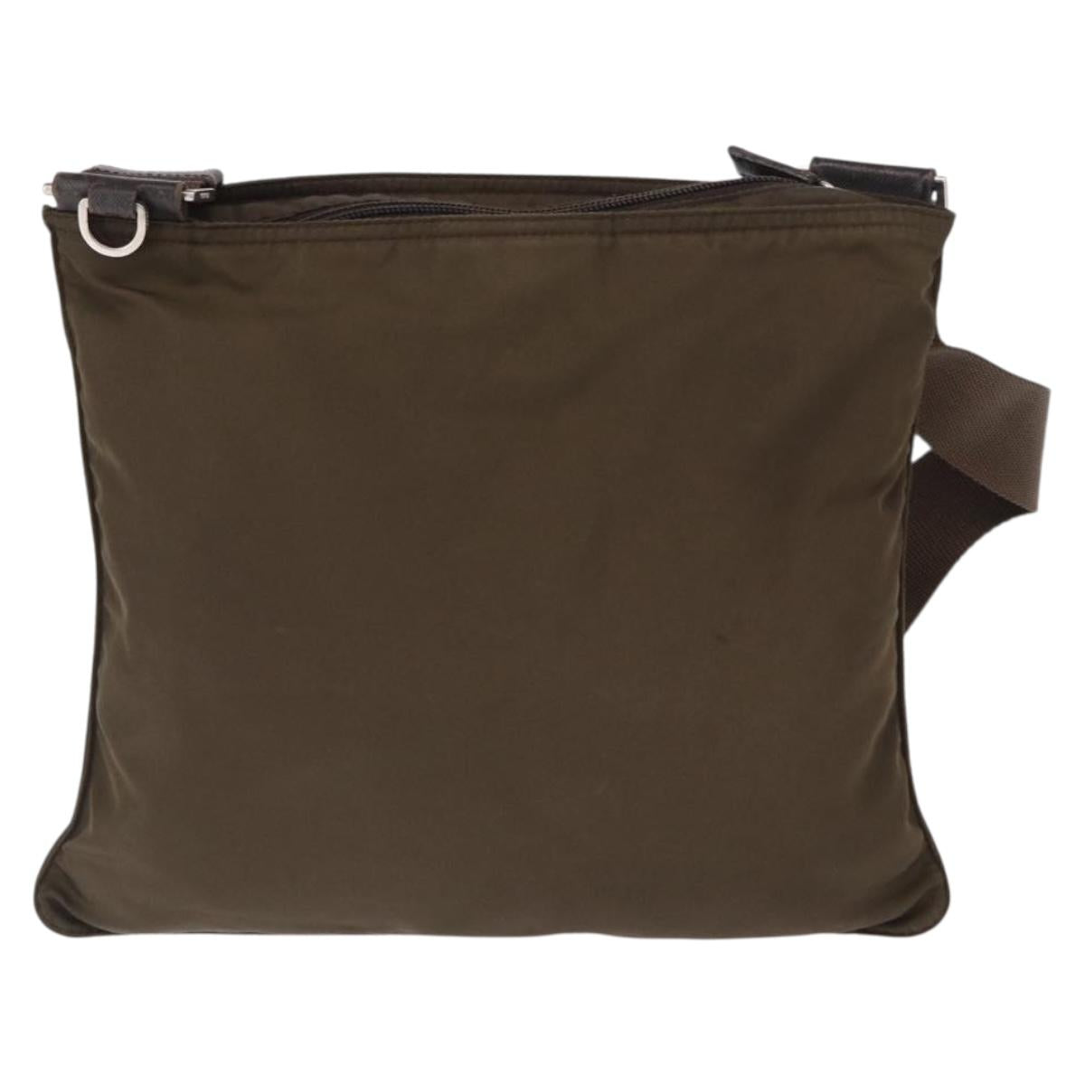 PRADA Shoulder Bag Nylon Khaki Silver Auth 164284