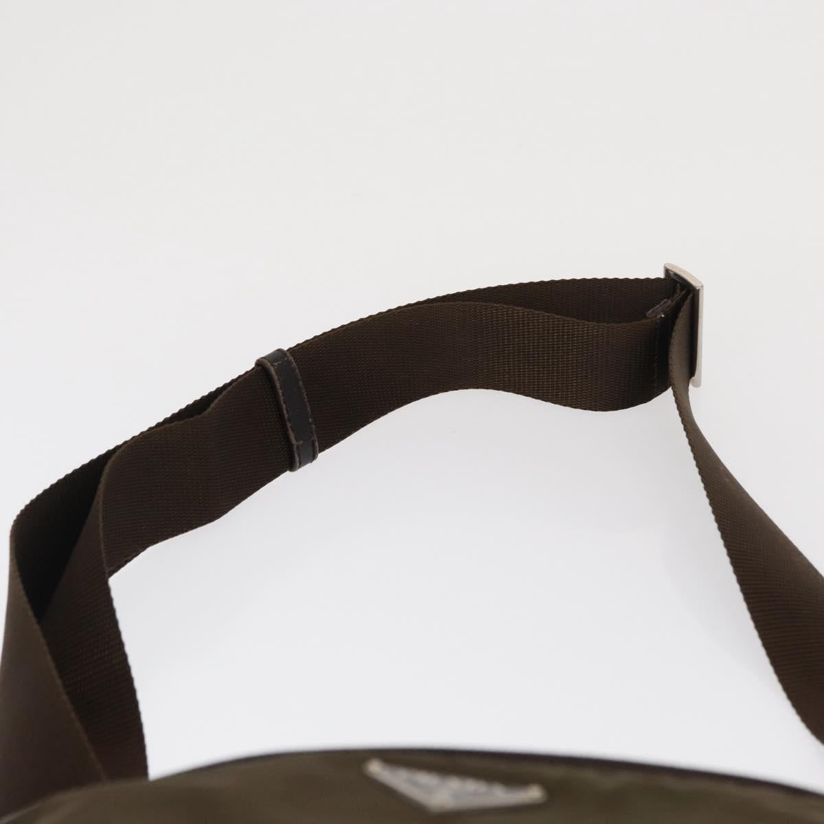 PRADA Shoulder Bag Nylon Khaki Silver Auth 164284