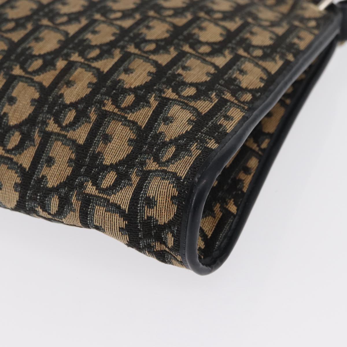Christian Dior Trotter Canvas Shoulder Bag Navy Gold Auth 164287