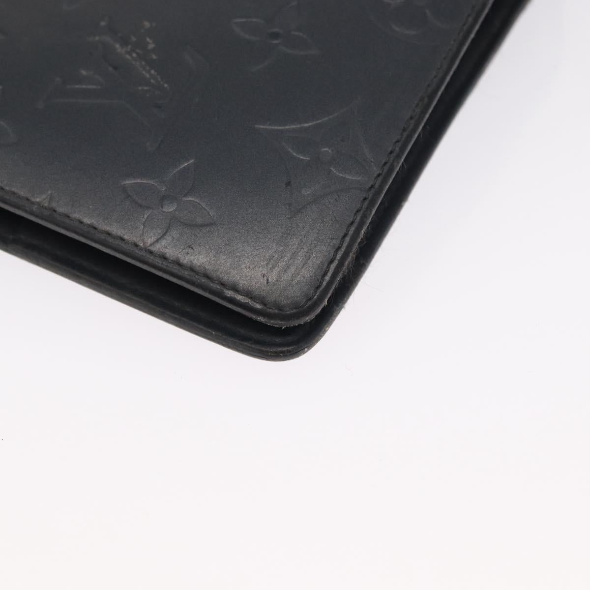LOUIS VUITTON Monogram Mat Agenda MM Day Planner Cover Black R20925 Auth 164299