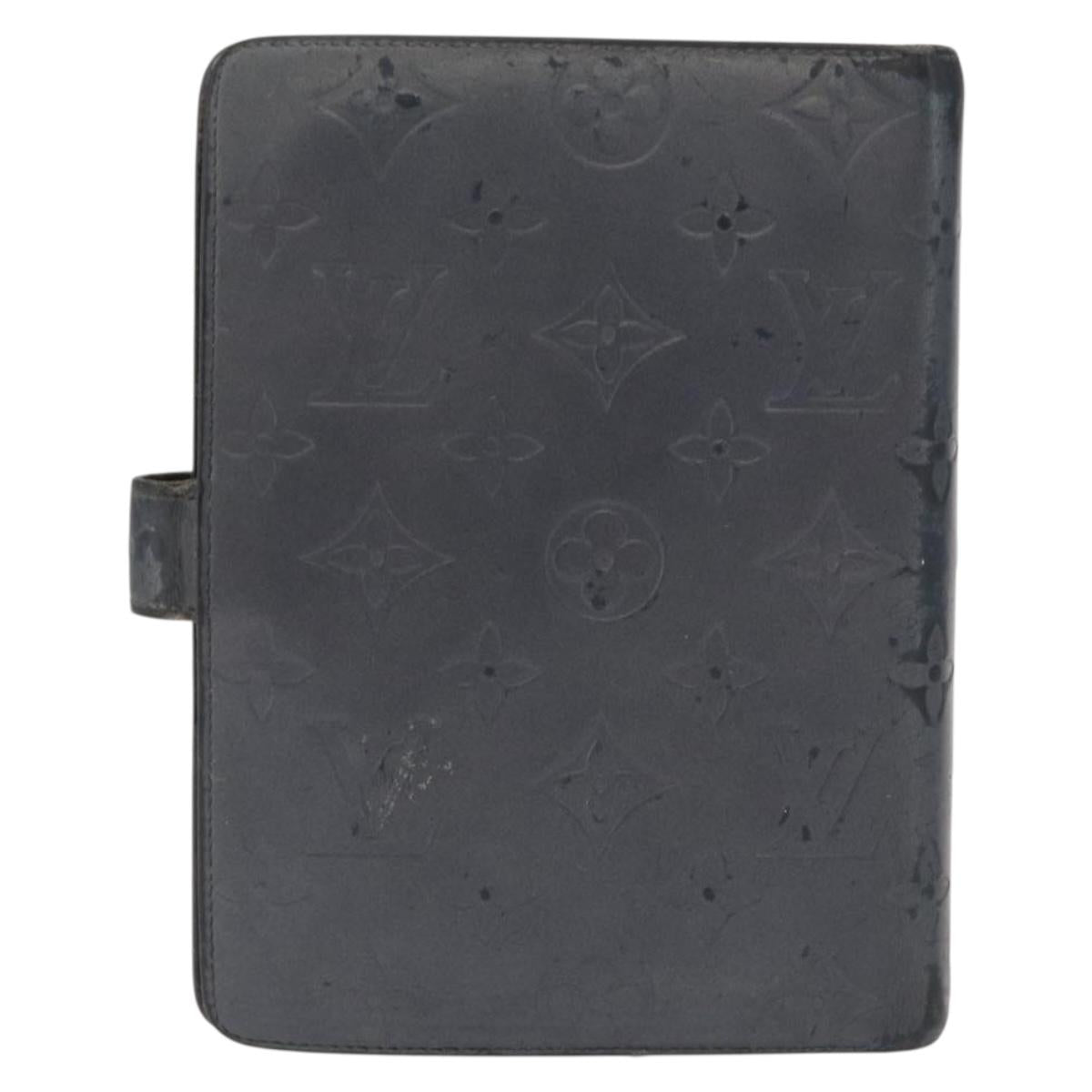 LOUIS VUITTON Monogram Mat Agenda MM Day Planner Cover Black R20925 Auth 164299