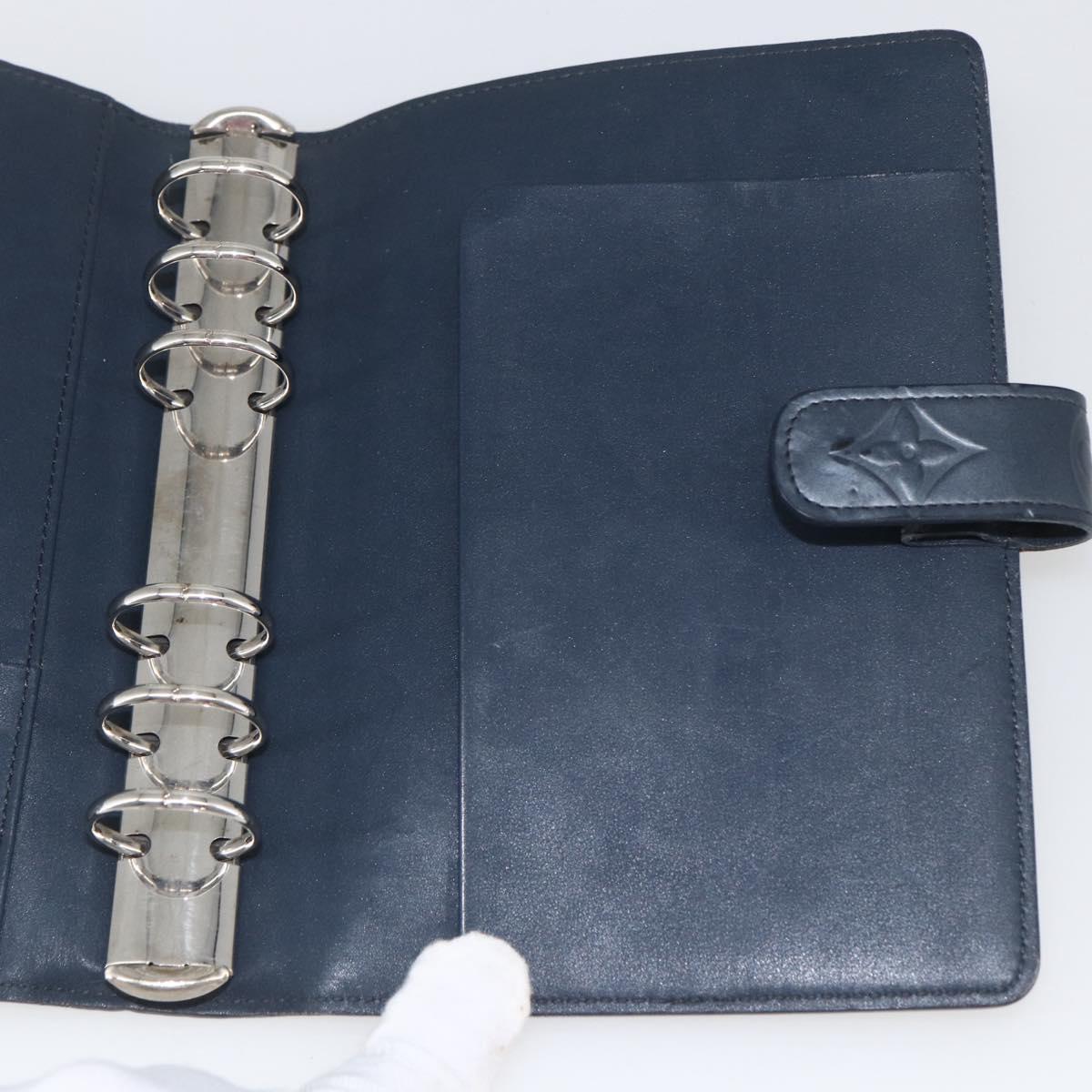 LOUIS VUITTON Monogram Mat Agenda MM Day Planner Cover Navy LV Auth 164300