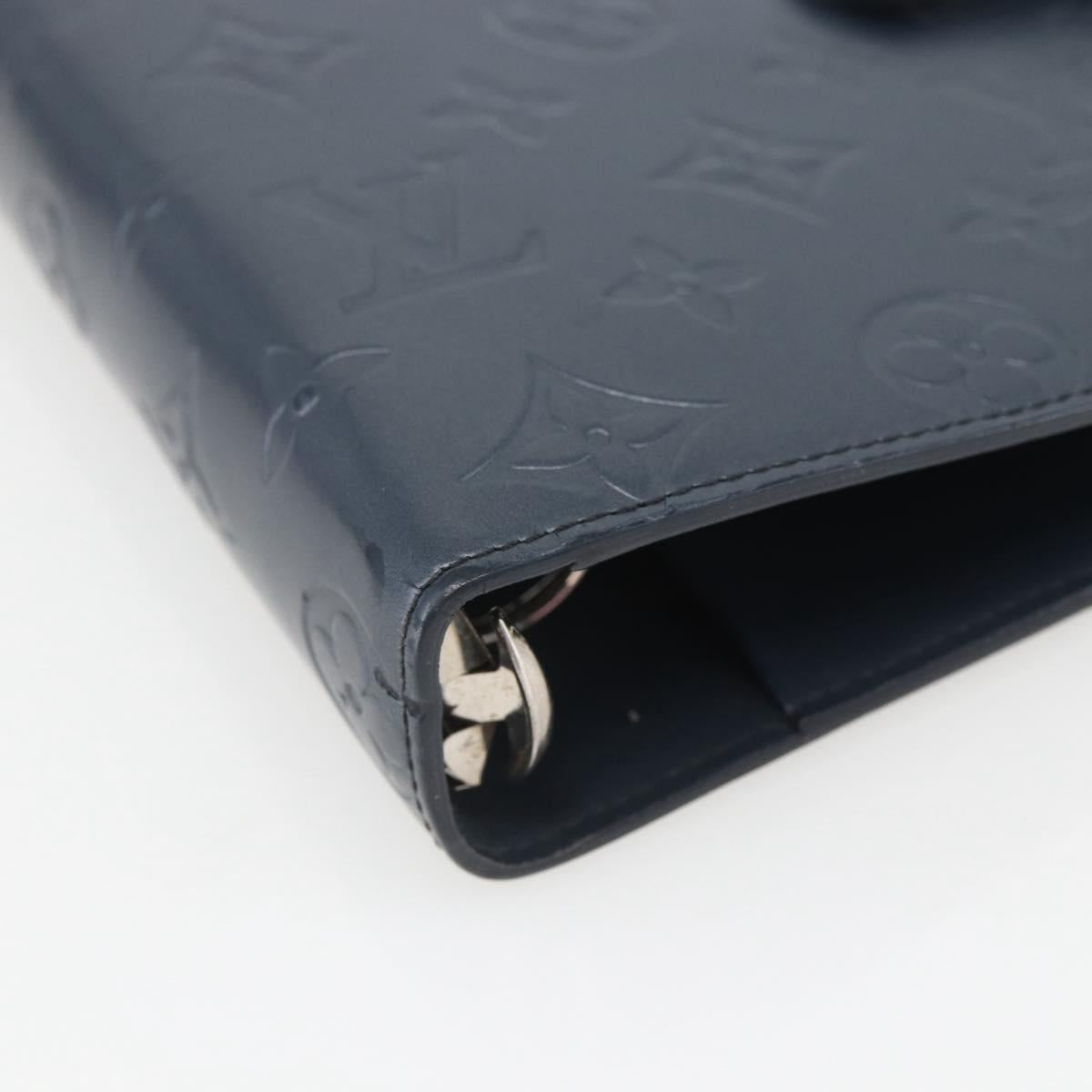 LOUIS VUITTON Monogram Mat Agenda MM Day Planner Cover Navy LV Auth 164300
