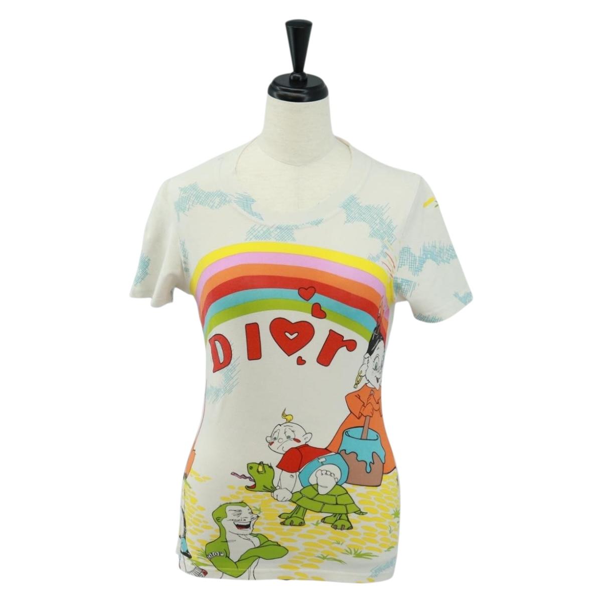 Christian Dior Galliano Period Short Sleeved T Shirt Cotton White Auth 164303M