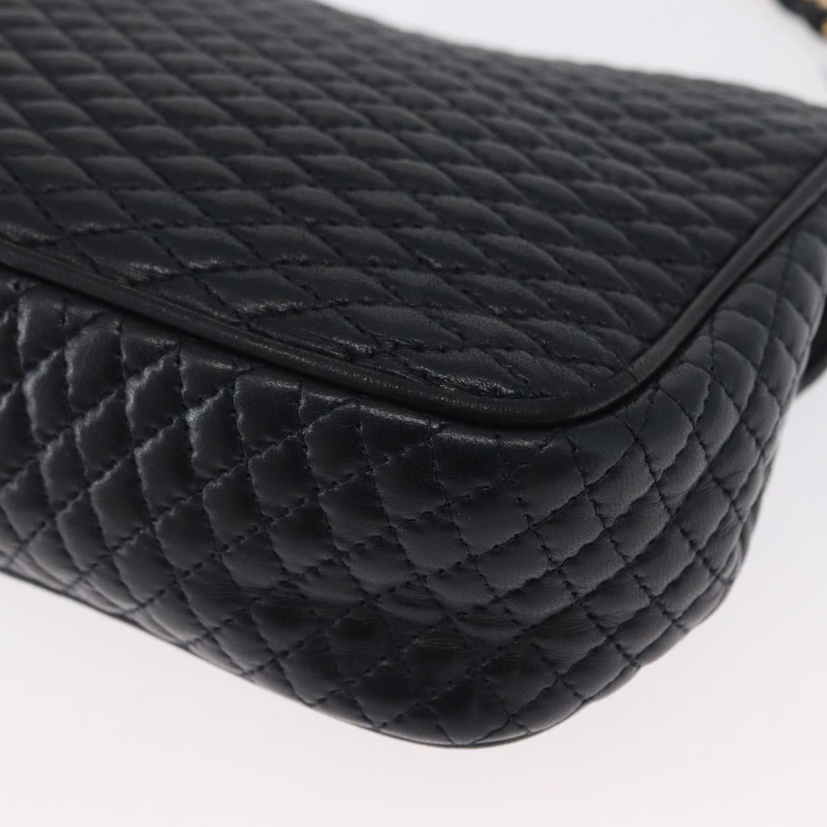 BALLY Chain Shoulder Bag Leather Navy Gold Auth 164306