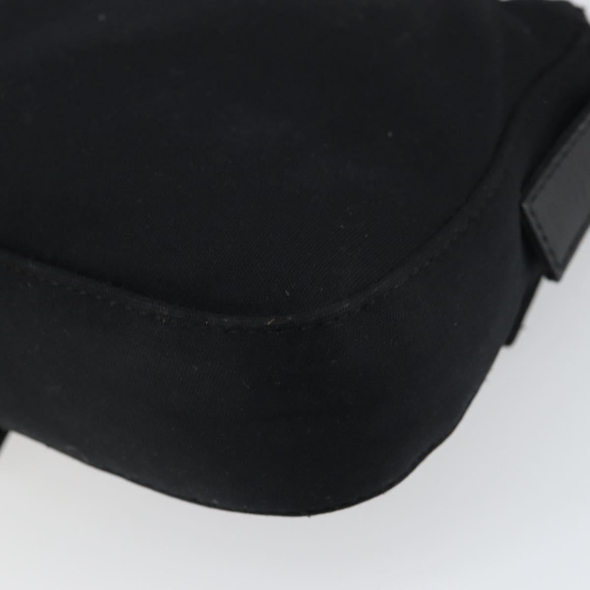 FENDI Mamma Baguette Shoulder Bag Nylon Black Silver Auth 164307