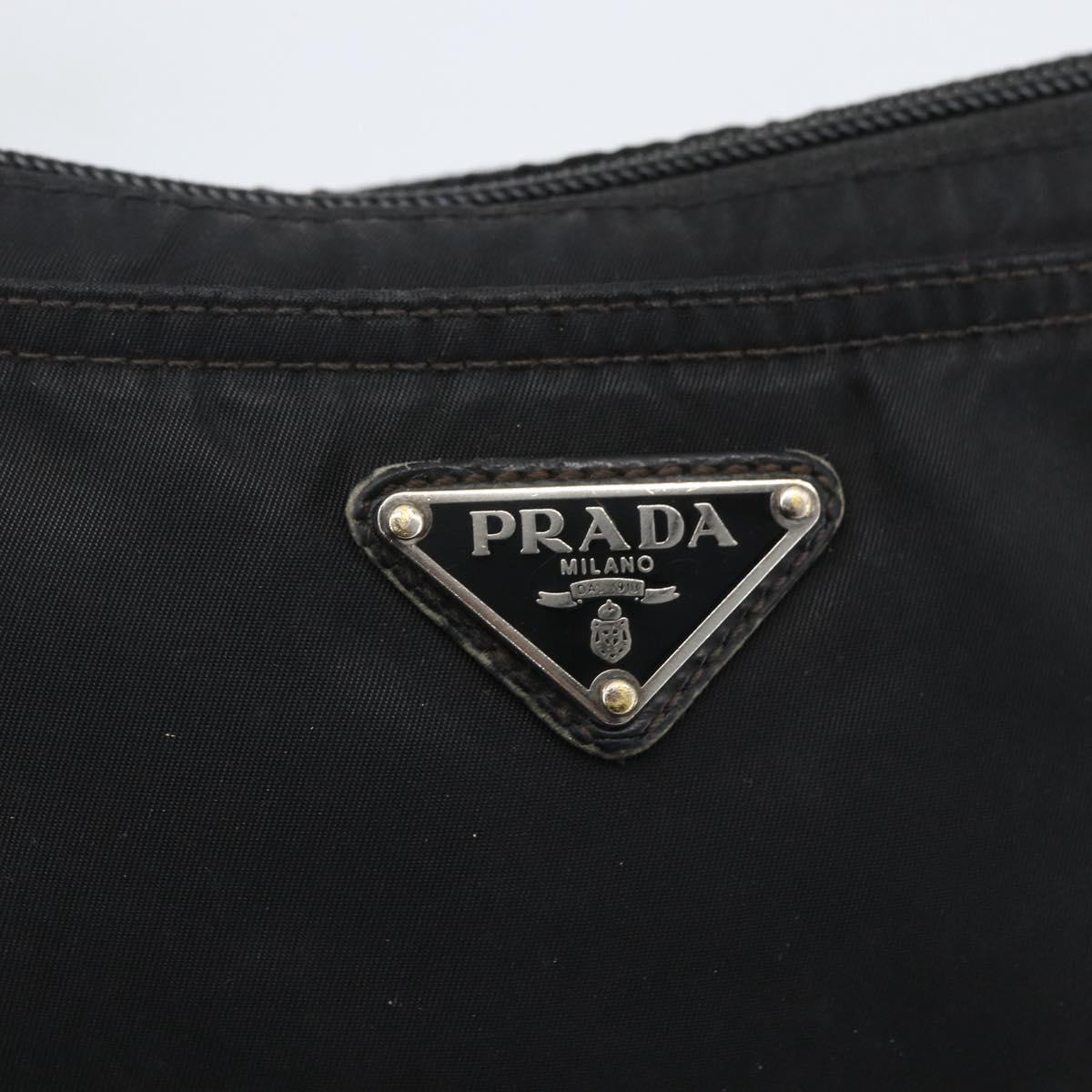 PRADA Shoulder Bag Nylon Black Silver Auth 164309