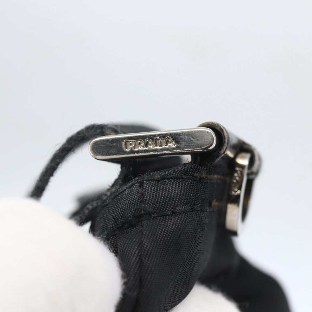 PRADA Shoulder Bag Nylon Black Silver Auth 164309