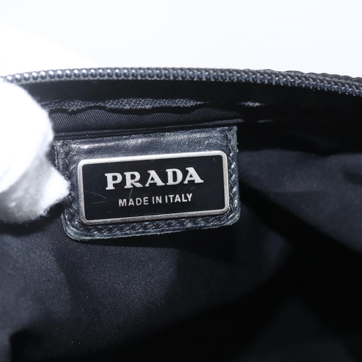 PRADA Shoulder Bag Nylon Black Silver Auth 164309