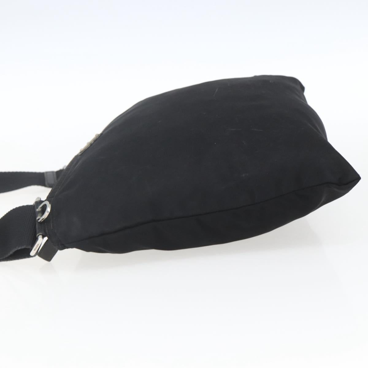 PRADA Shoulder Bag Nylon Black Silver Auth 164309