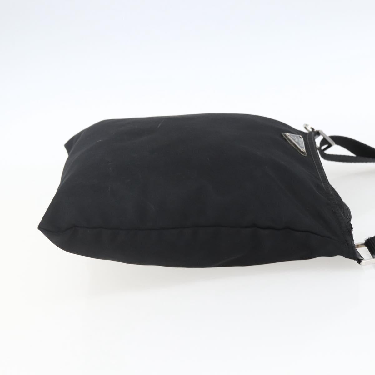 PRADA Shoulder Bag Nylon Black Silver Auth 164309