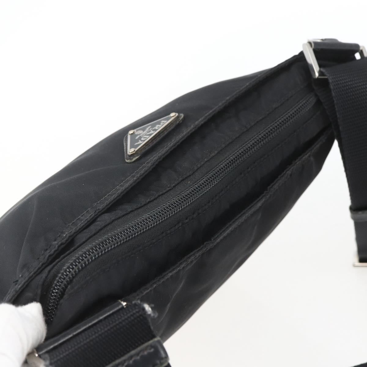 PRADA Shoulder Bag Nylon Black Silver Auth 164309