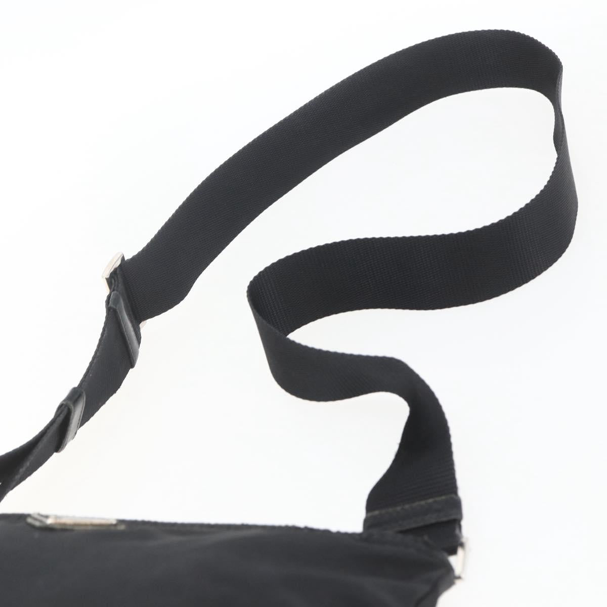 PRADA Shoulder Bag Nylon Black Silver Auth 164309